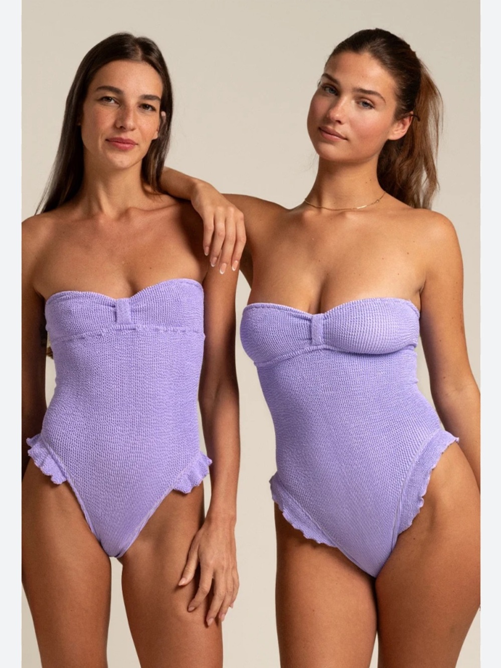 Reina Olga Leila Crinkle One Piece Swimsuit in Lilac OS NWT